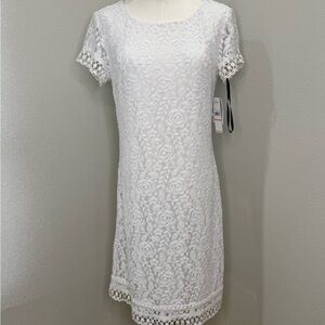 Laundry by Shelli Segal White Lace Sheath Dress Size 10 NWT Bridal Shower